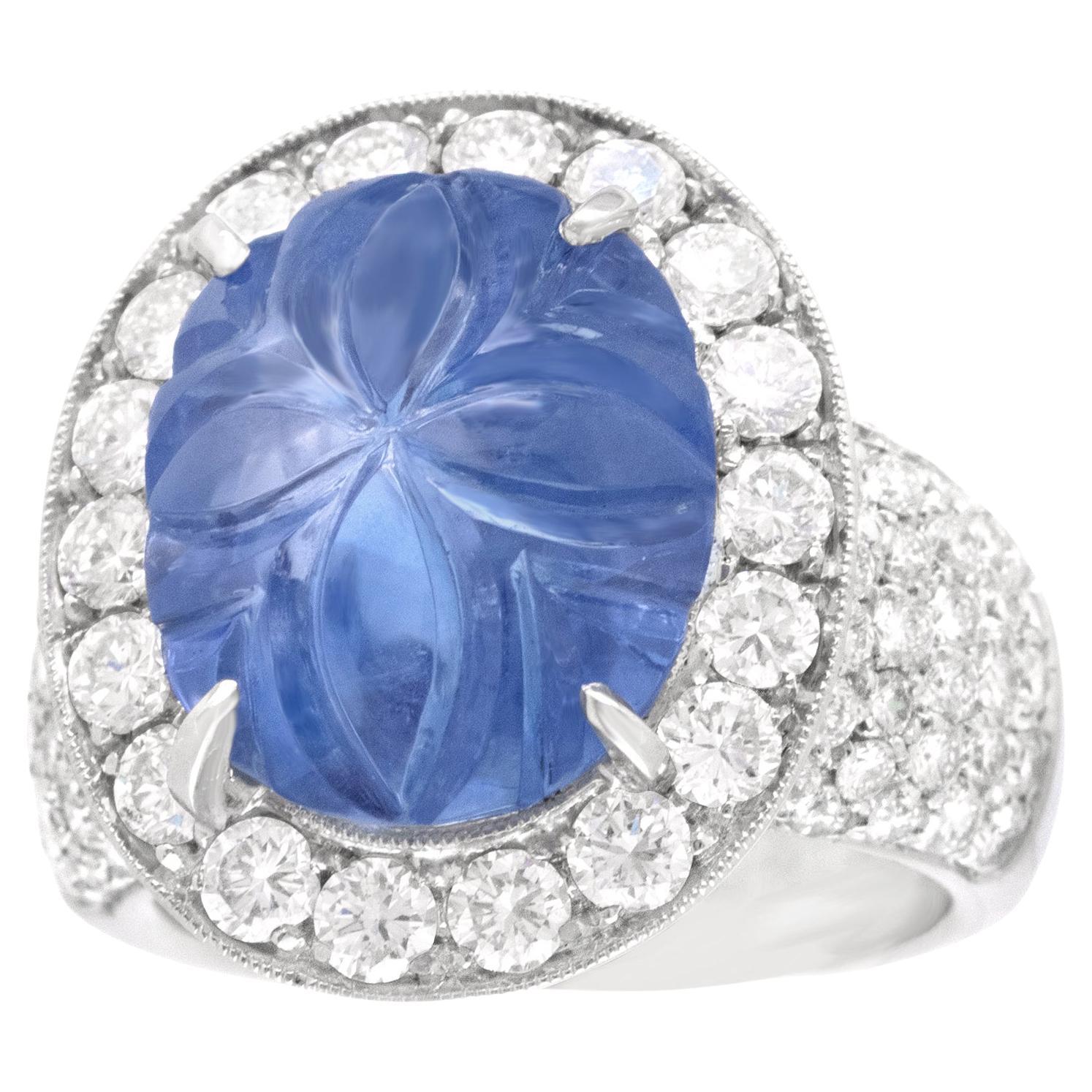 16.43ct No Heat Ceylon Sapphire and Diamond Ring