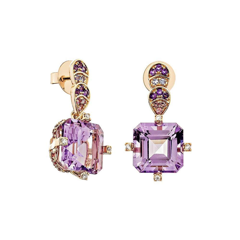 Presented A lovely collection of gems, including Swiss Blue Topaz, Amethyst, and Citrine, is perfect for people who value quality and want to wear it to any occasion or celebration. Pink tourmaline and tanzanite embellishments on Top side add to the