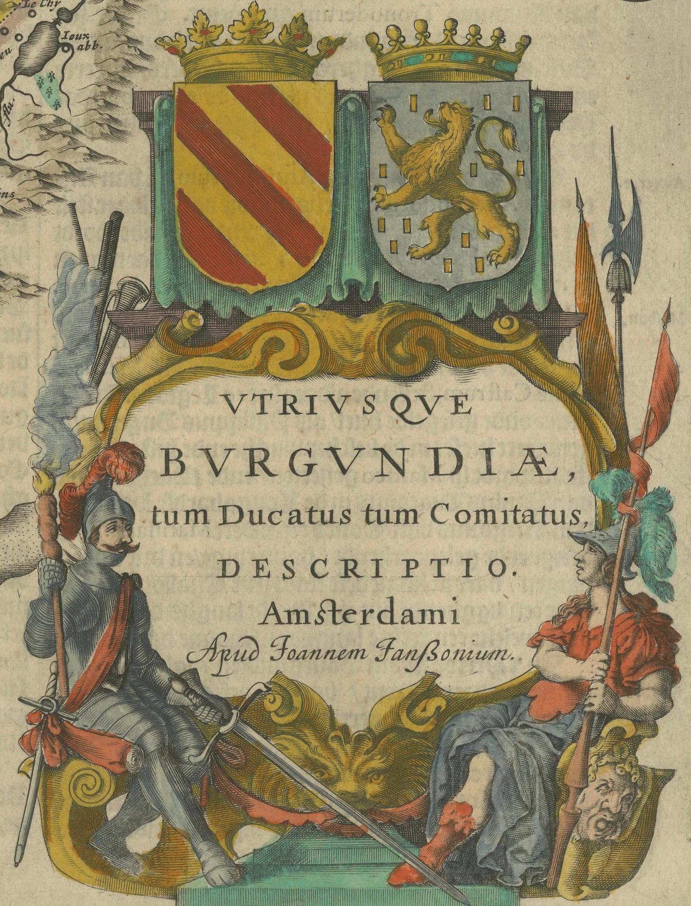 Mid-17th Century 1644 Janssonius Original Wine Regions Map: The Ducal and Comital Burgundy For Sale