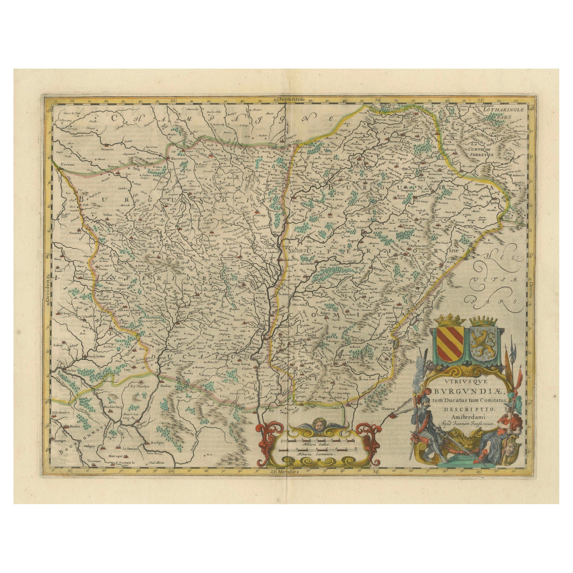 1644 Janssonius Original Wine Regions Map: The Ducal and Comital Burgundy