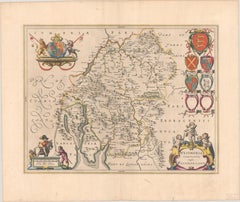 1645 Blaeu Map of Westmorland, Northern England – Hand Colored, Decorative