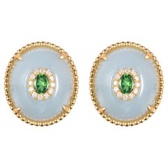 16.45 Carat Aquamarine and Tsavorite Earring in 18K gold-plated sterling silver