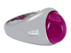 16.45 Carat Cabochon Ruby and Diamond Cocktail Ring