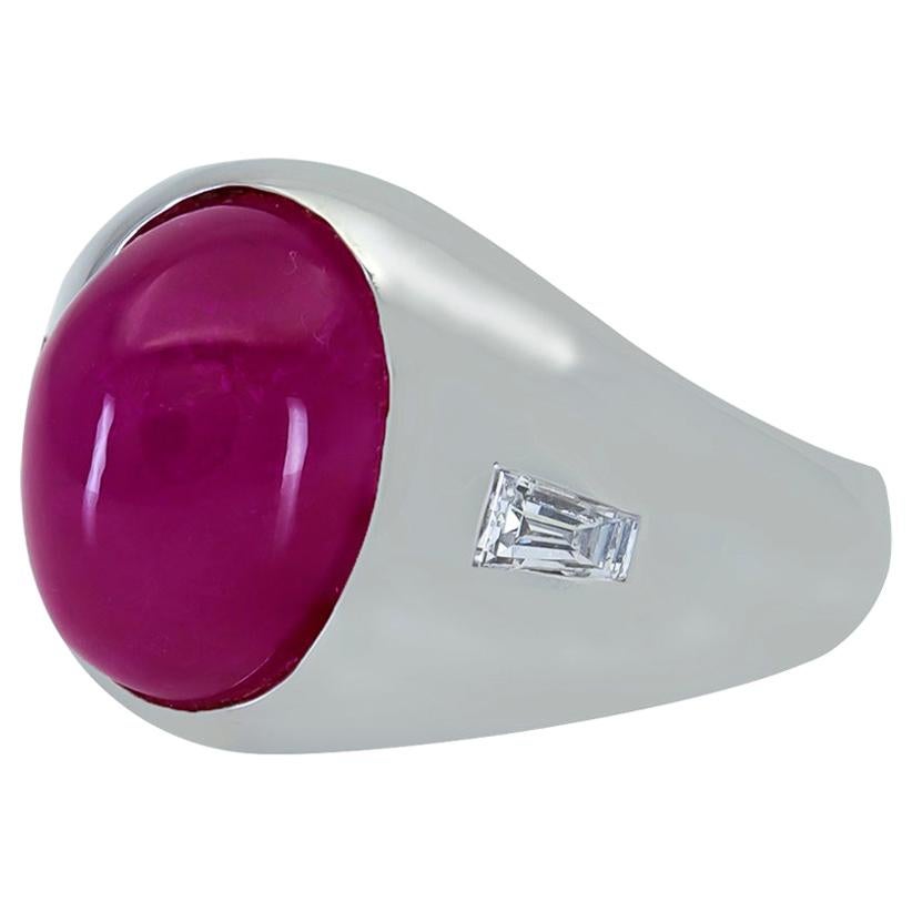 16.45 Carat Cabochon Ruby and Diamond Cocktail Ring