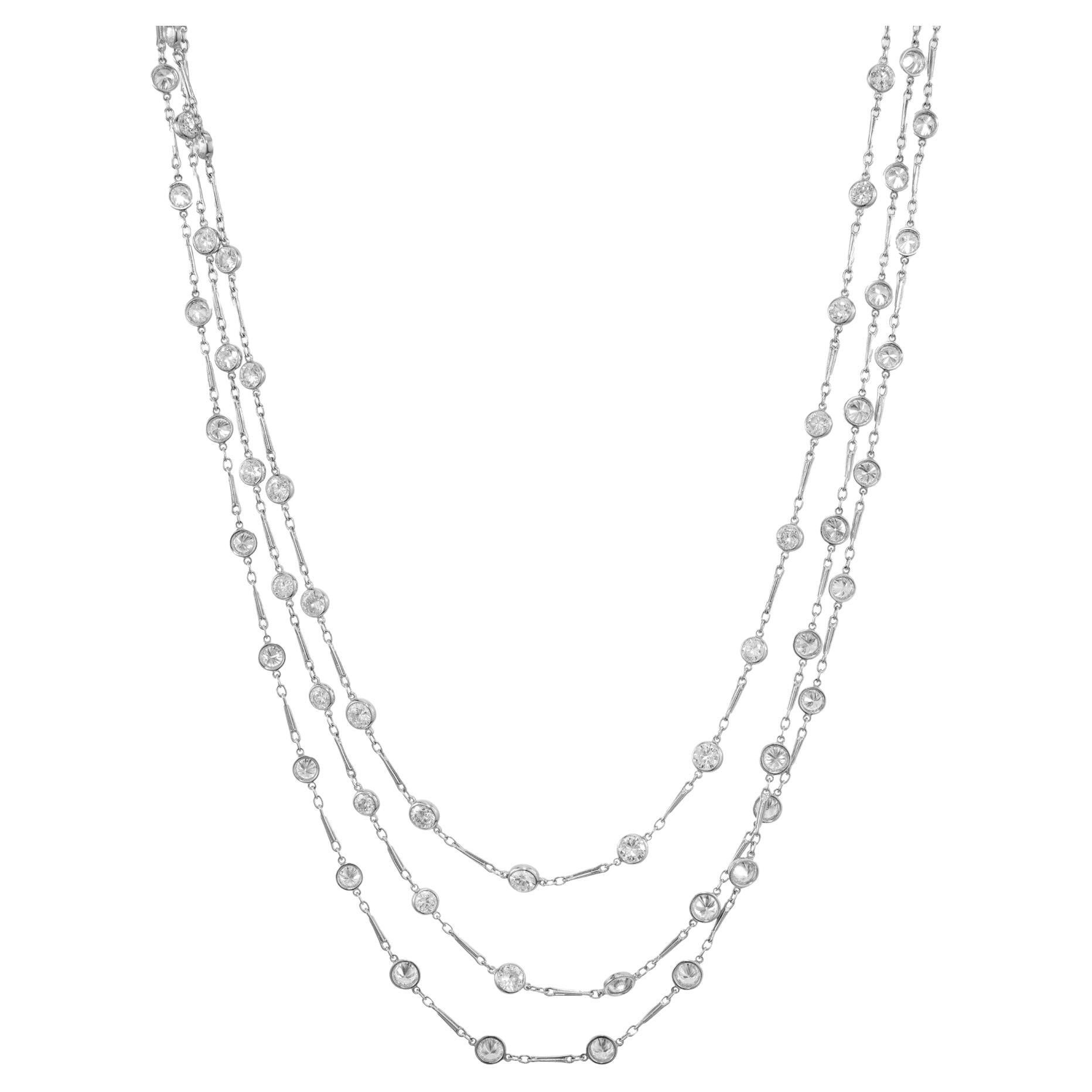 16.45 Carat Diamond Mid Century Platinum Station Necklace For Sale