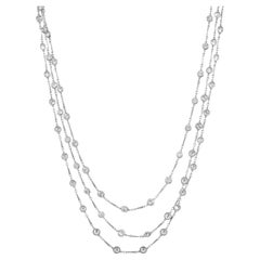 16.45 Carat Diamond Mid Century Platinum Station Necklace