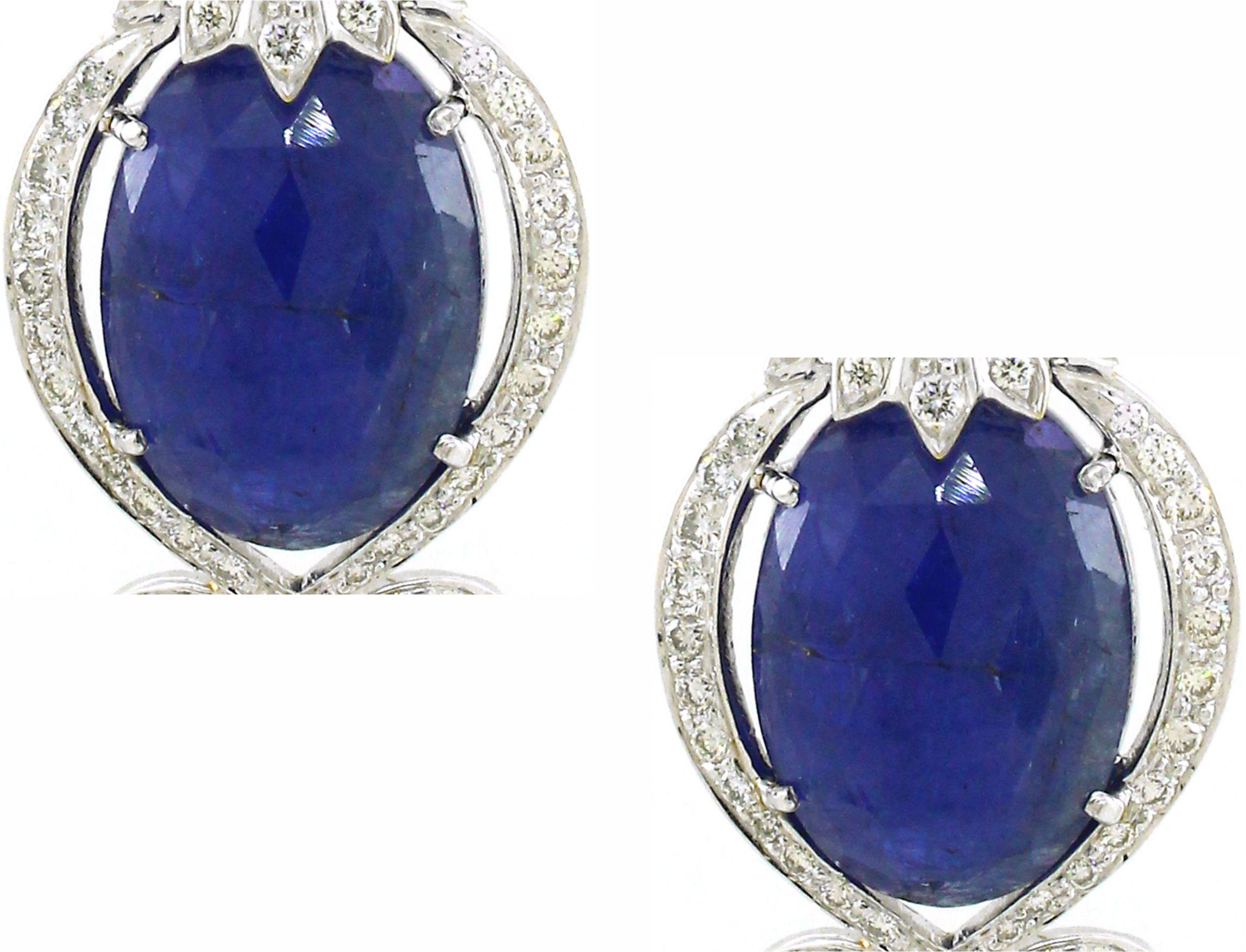 Oval Cut 16.45 carats of Tanzanite Earrings For Sale