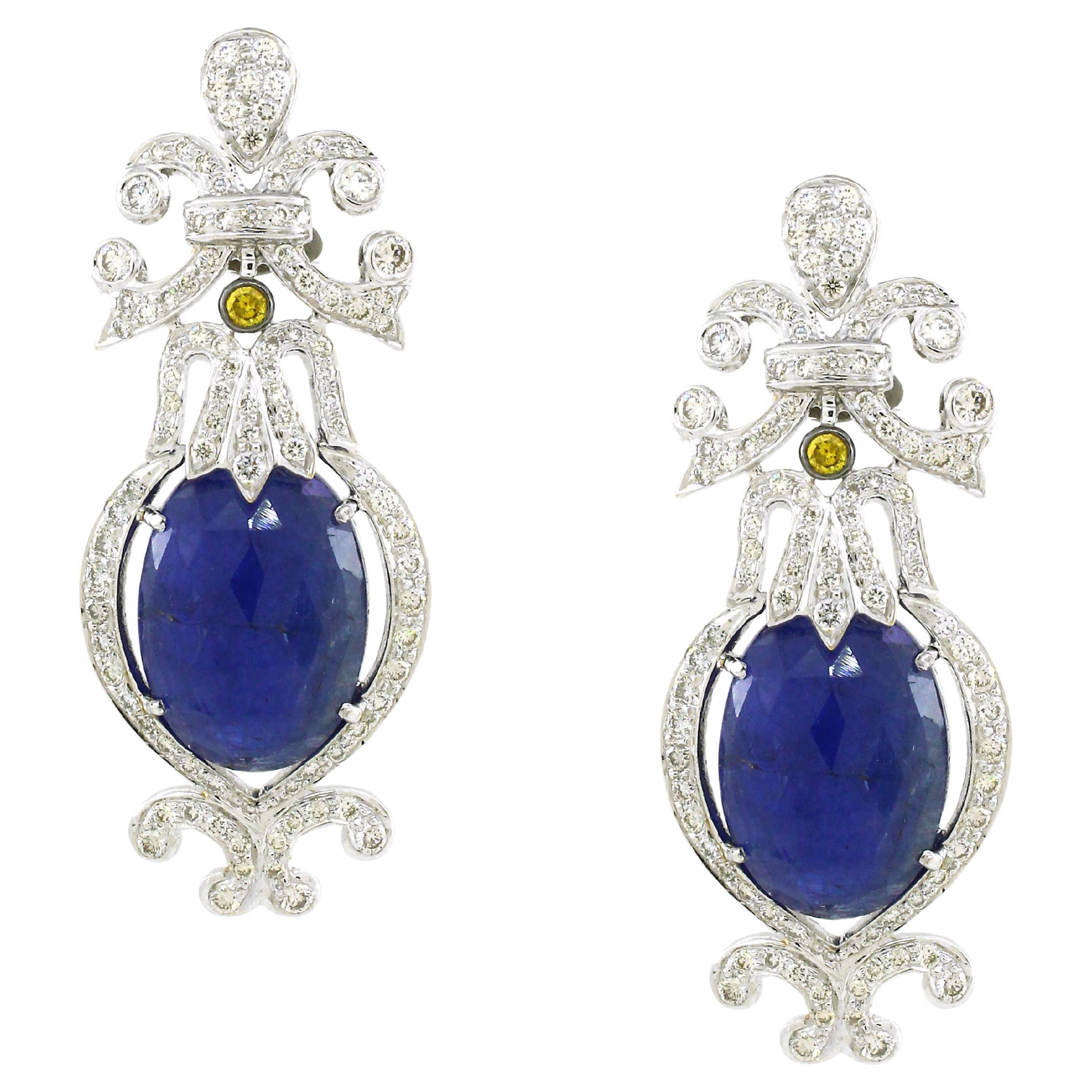 16.45 carats of Tanzanite Earrings For Sale