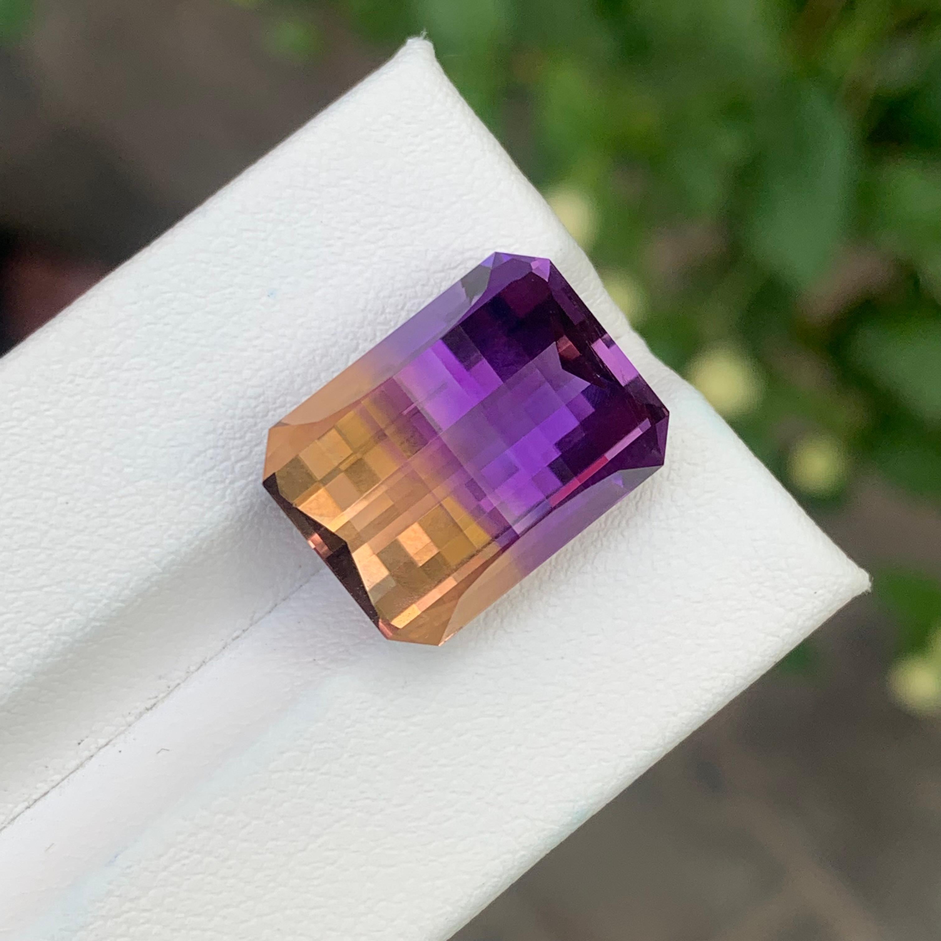 Emerald Cut 16.45 Carats Pixel Cut Natural Loose Ametrine For Sale