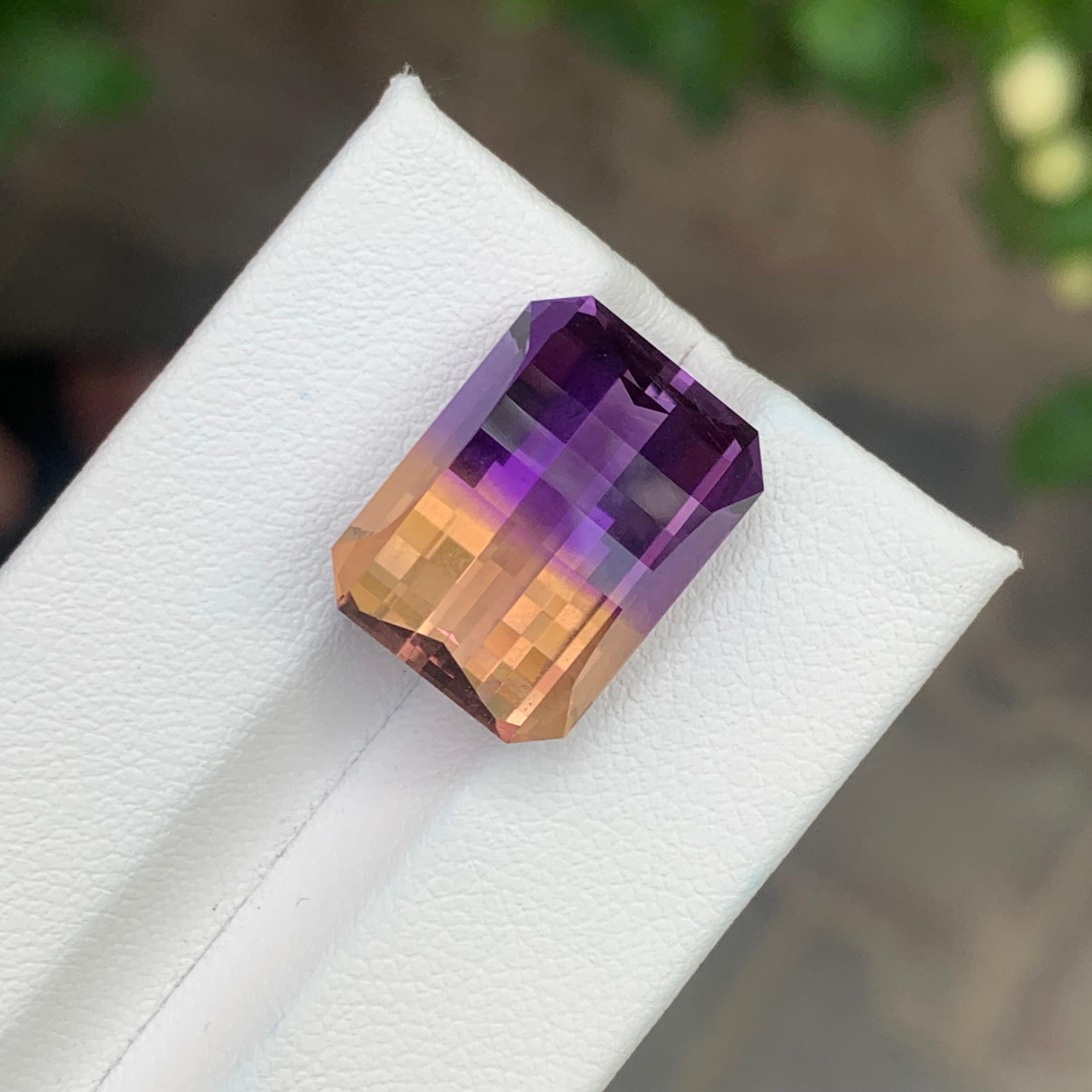 Women's or Men's 16.45 Carats Pixel Cut Natural Loose Ametrine For Sale