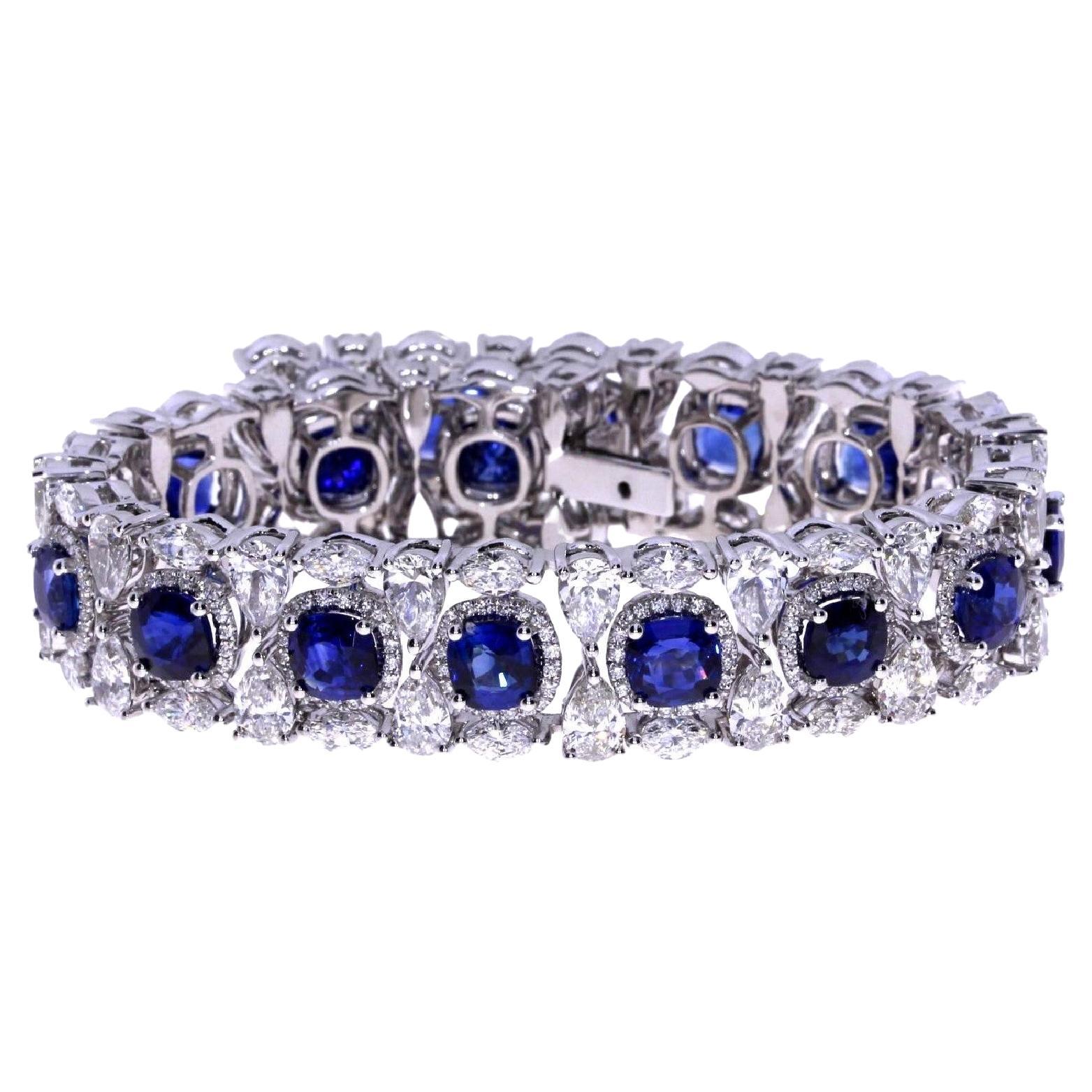 16.45ct Ceylon Blue Sapphire and Diamond Bracelet