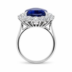 16.45ct Royal Blue Ceylon Sapphire & Diamond Halo Heirloom Ring