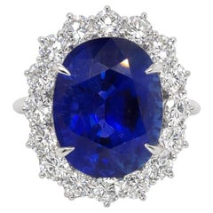 16.45ct Royal Blue Ceylon Sapphire & Diamond Halo Heirloom Ring