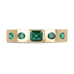 16.45tcw 18K Five Stone Medium Dark Green Emerald Cut Oval Emerald Bangle Bracel