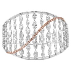 16,46 Karat Natürliche Minen Marquise / Runde Fancy Gelb Pink Diamond Armreif 18KT 