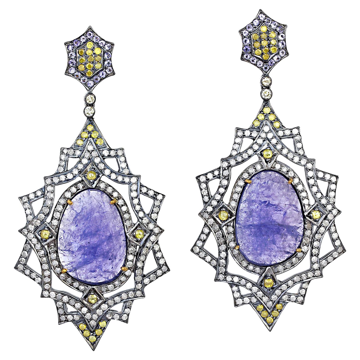 16.46 Carat Tanzanite Diamond Earrings