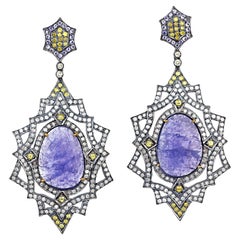 Boucles d'oreilles en diamants et tanzanite de 16,46 carats