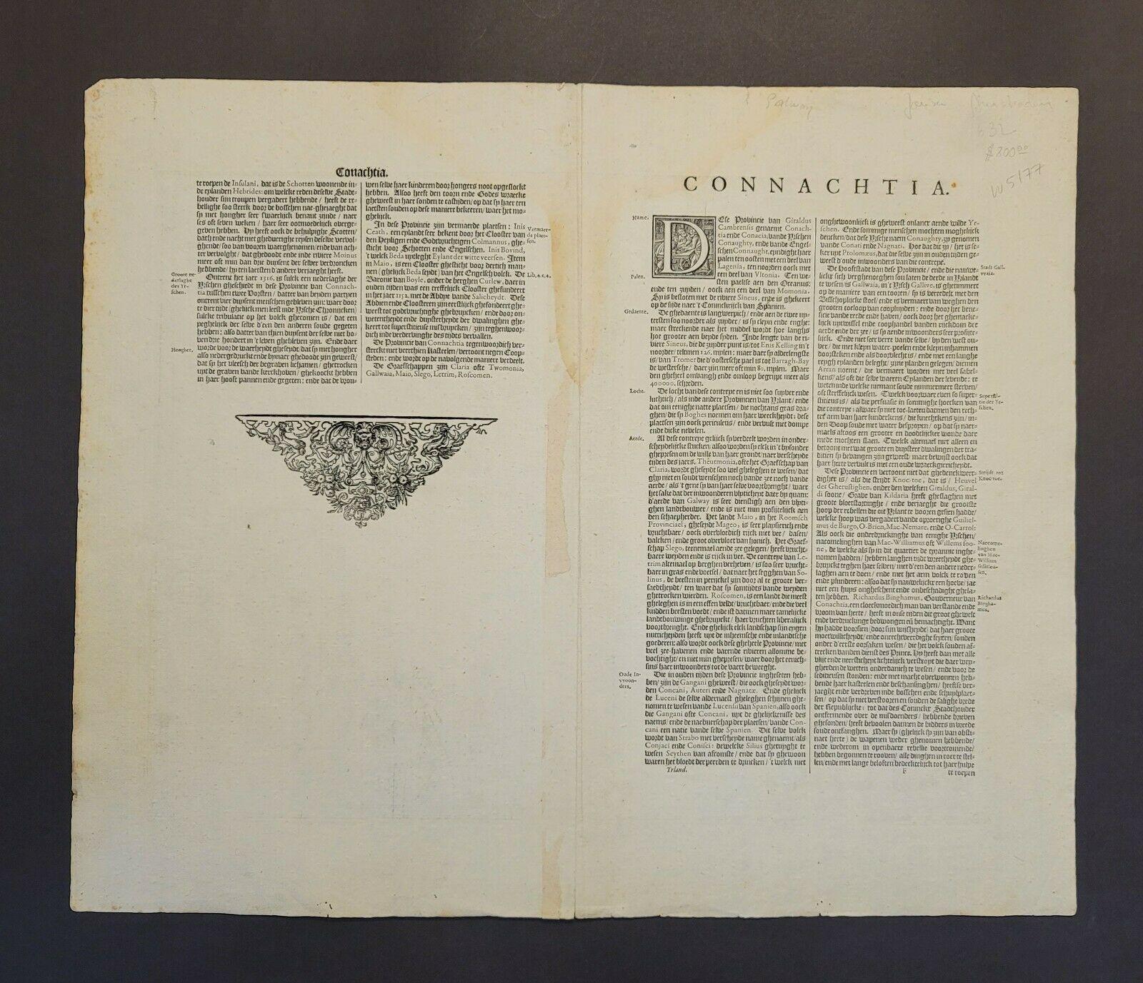XVIIIe siècle et antérieur Carte de 1646 Jansson intitulée « Procinvia Connactiae », Ric.a006 en vente