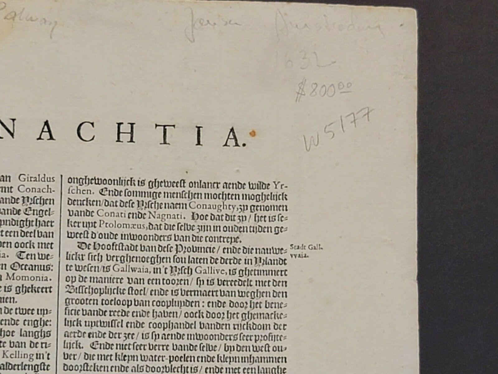 Papier Carte de 1646 Jansson intitulée « Procinvia Connactiae », Ric.a006 en vente