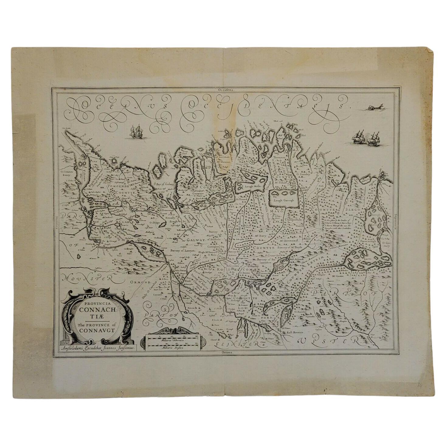 1646 Jansson Map Entitled "Procinvia Connactiae, " Ric.a006 For Sale