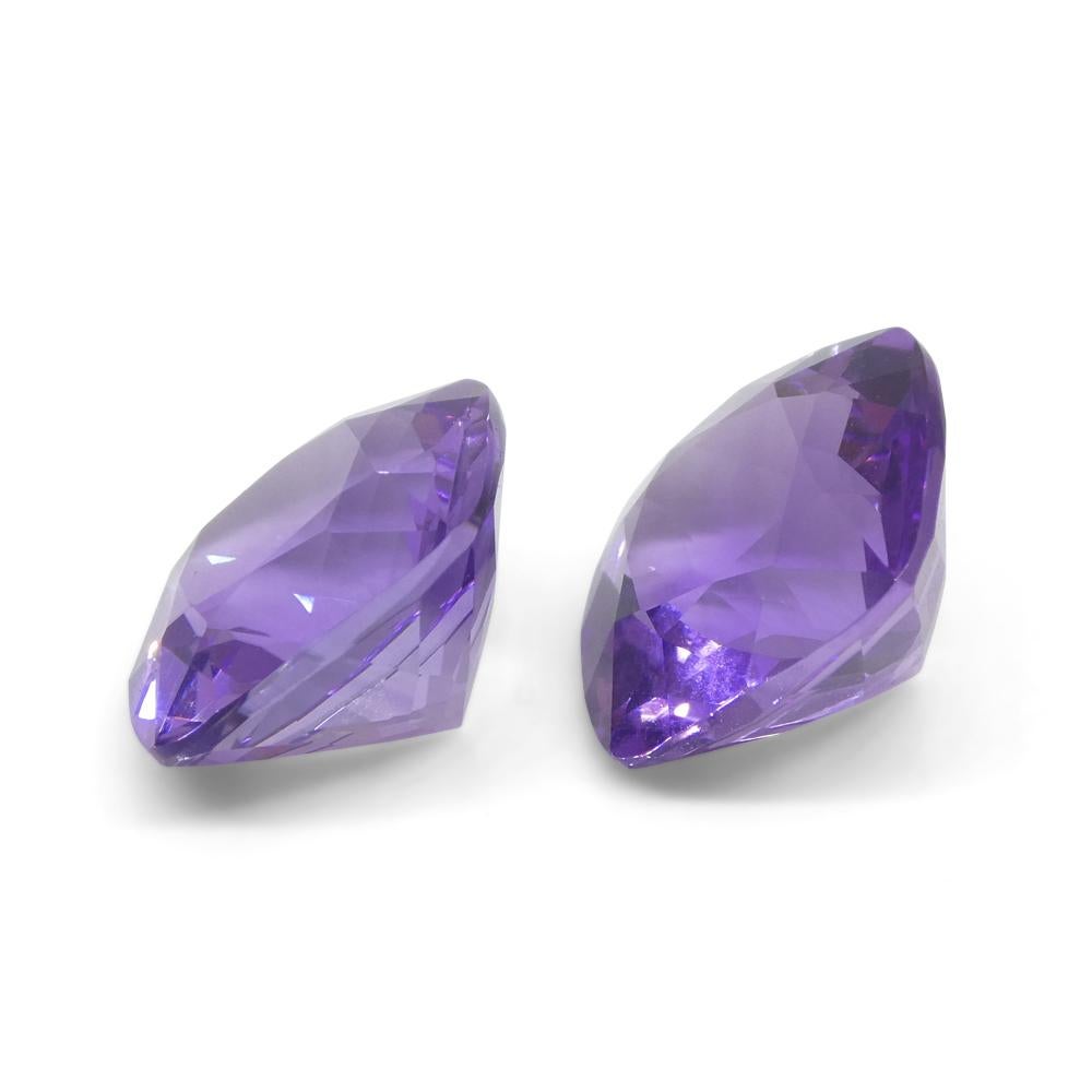16.46ct Pair Square Cushion Purple Amethyst from Uruguay In New Condition For Sale In Toronto, Ontario