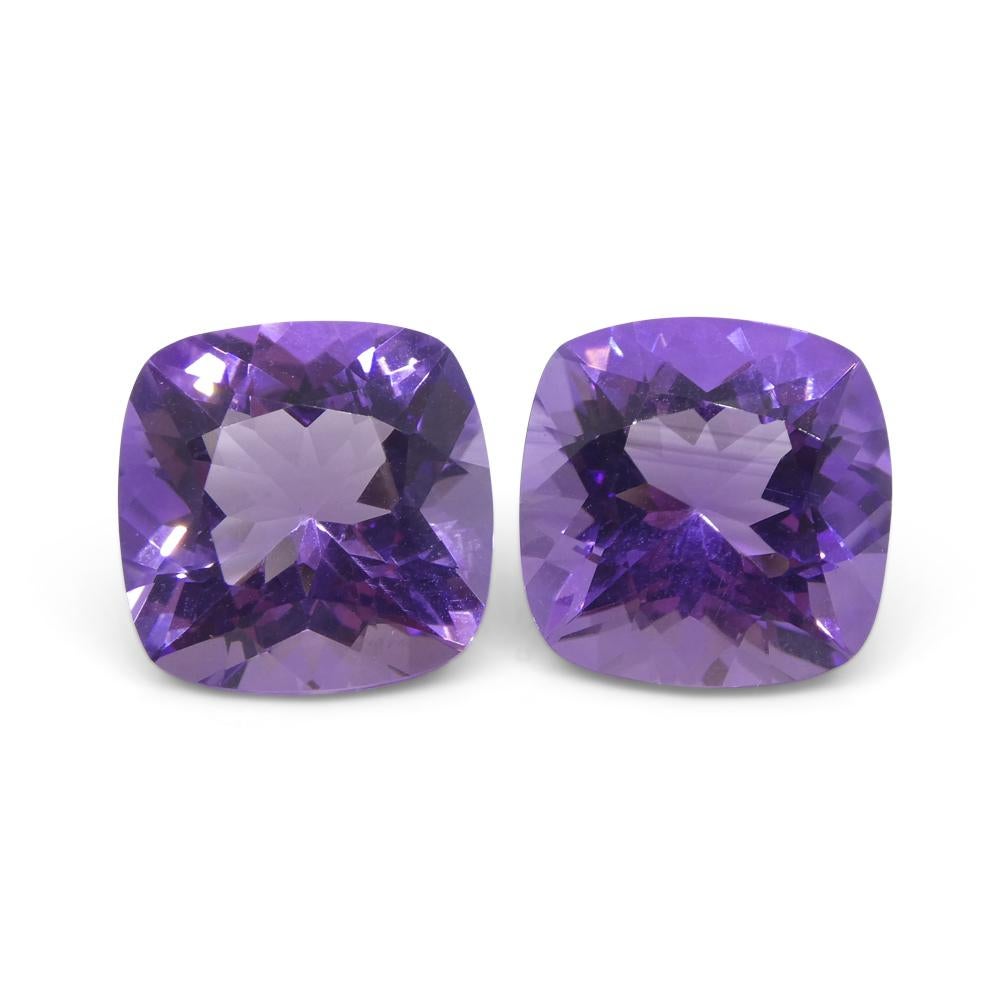 16.46ct Pair Square Cushion Purple Amethyst from Uruguay For Sale 2