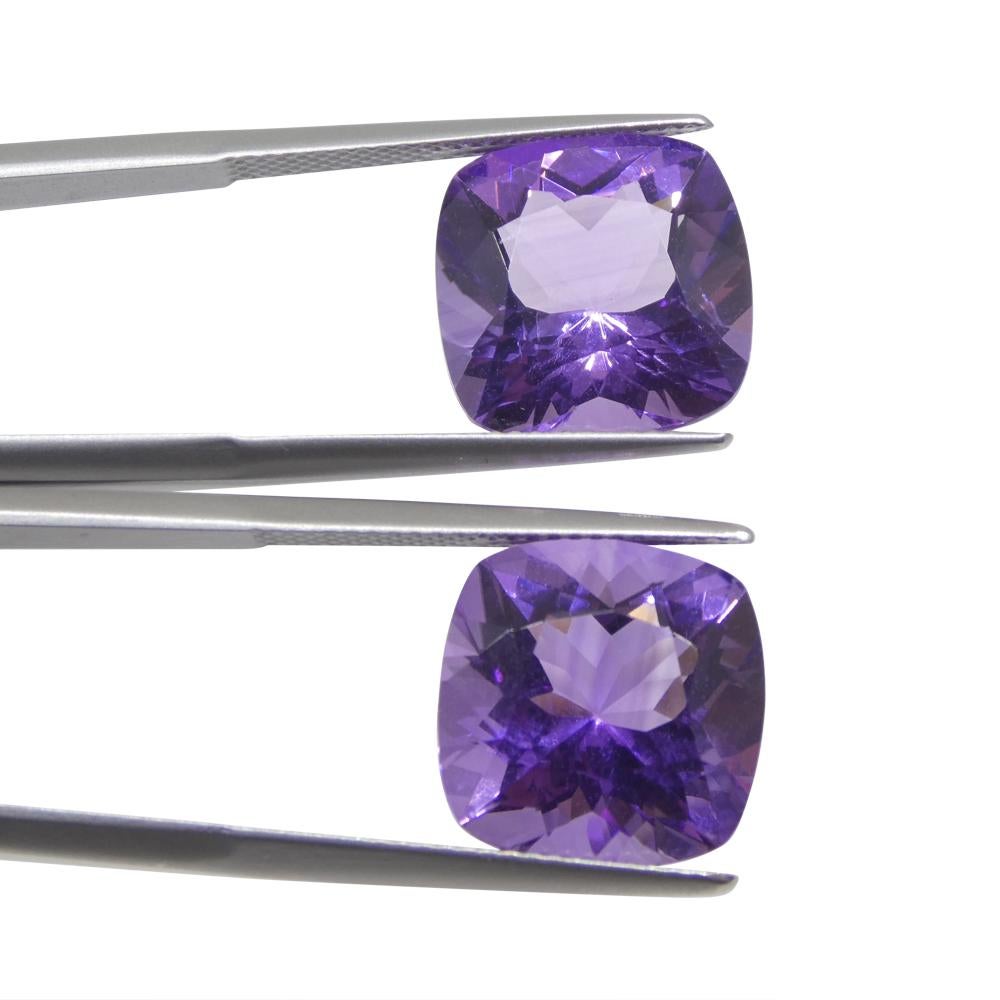 16.46ct Pair Square Cushion Purple Amethyst from Uruguay For Sale 4