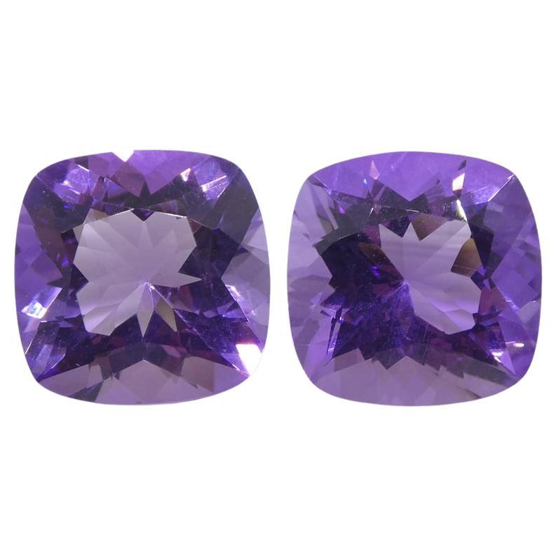 16.46ct Pair Square Cushion Purple Amethyst from Uruguay For Sale