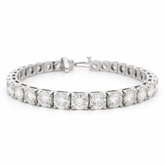 16.47 Carat J-L VVS-VS Natural Diamond Line Bracelet in 18K White Gold