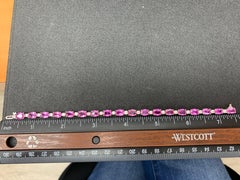 16.48 Carat Oval Cut Pink Sapphire Diamond Bracelet 14K White Gold