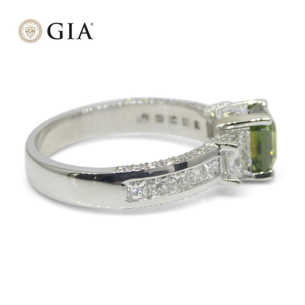 1.64ct Demantoid Garnet, Diamond Statement or Engagement Ring in 14k White Gold For Sale 5
