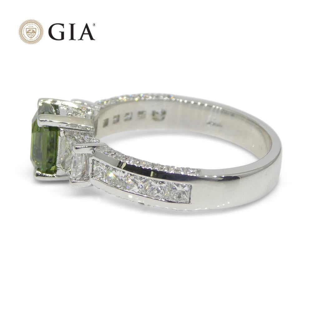 1.64ct Demantoid Garnet, Diamond Statement or Engagement Ring in 14k White Gold For Sale 7