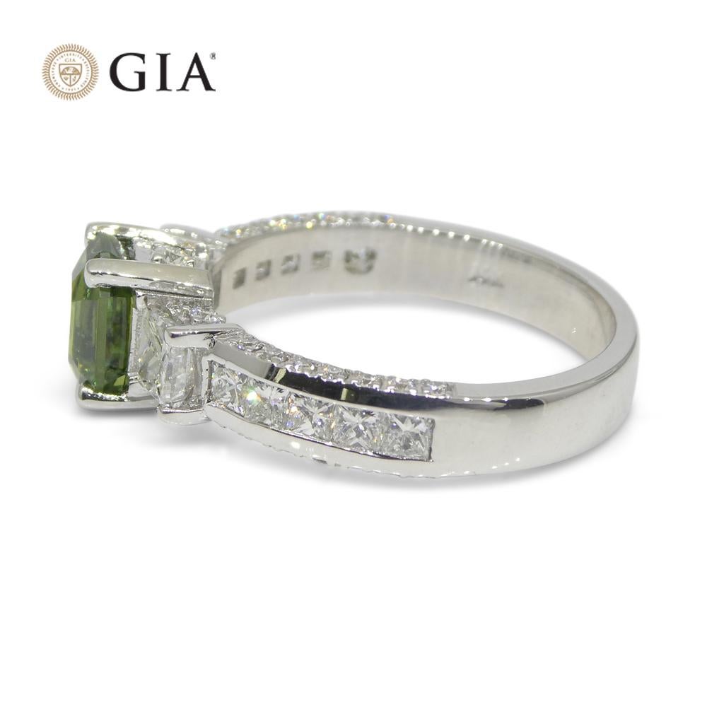 1.64ct Demantoid Garnet, Diamond Statement or Engagement Ring in 14k White Gold 7