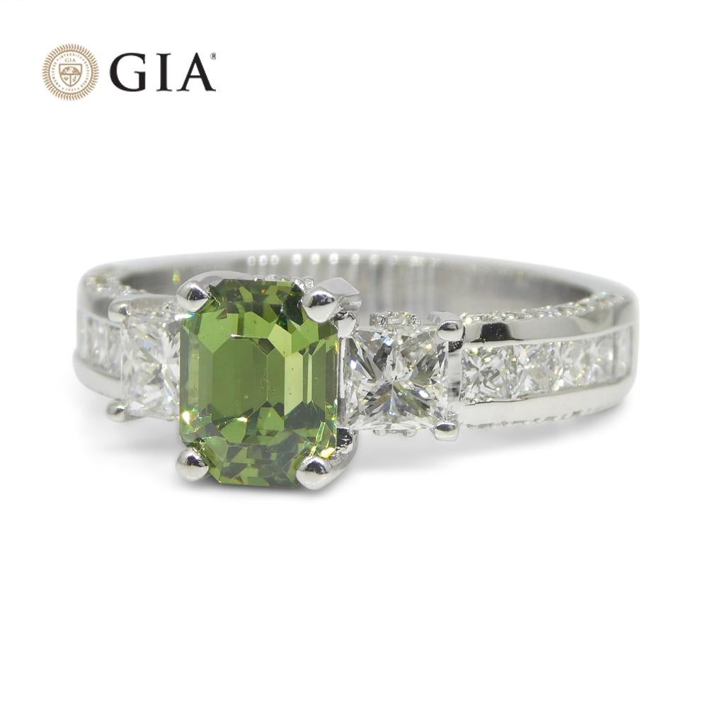 1.64ct Demantoid Garnet, Diamond Statement or Engagement Ring in 14k White Gold For Sale 8