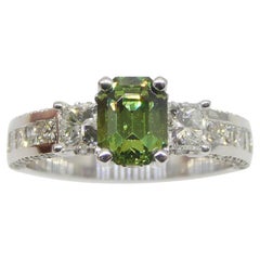 Used 1.64ct Demantoid Garnet, Diamond Statement or Engagement Ring in 14k White Gold