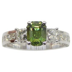 1.64 Karat Demantoid Granat, Diamant Statement- oder Verlobungsring aus 14 Karat Weißgold