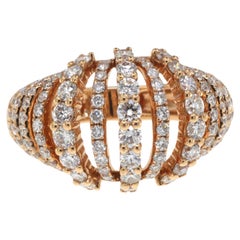 Bague Dome en or rose 18 carats avec 1,64 carat de diamant