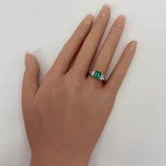 1.64ct GIA Certified Fine Colombian Emerald & Diamond Platinum Three Stone Ring