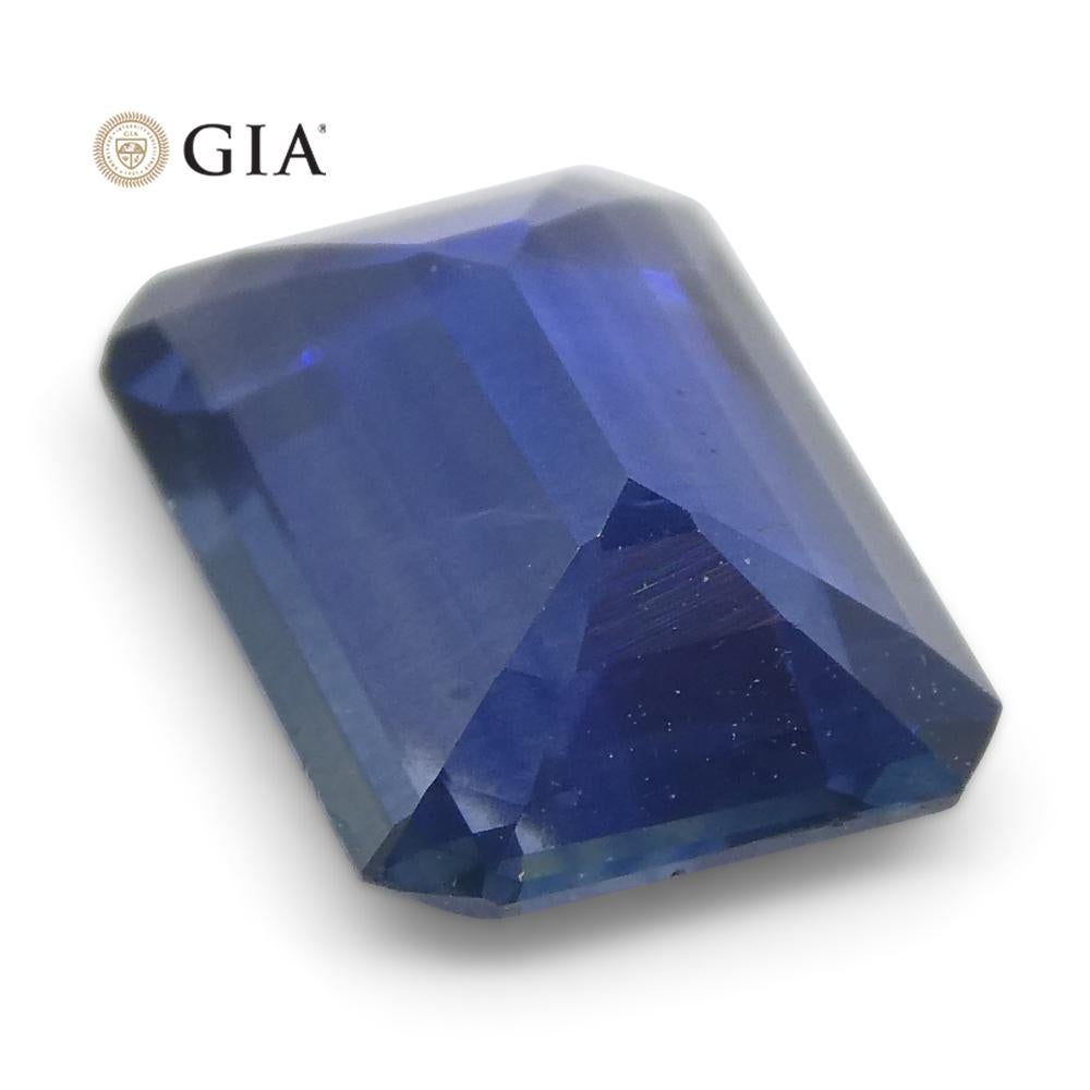1.64 Carat Octagonal/Emerald Cut Blue Sapphire GIA Certified Thailand For Sale 7