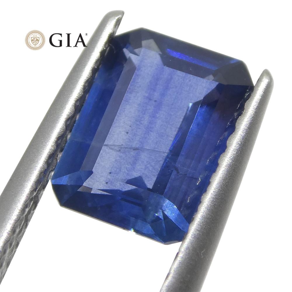 1.64 Carat Octagonal/Emerald Cut Blue Sapphire GIA Certified Thailand For Sale 8