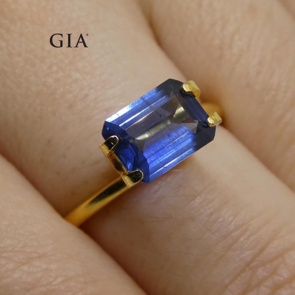 1.64 Carat Octagonal/Emerald Cut Blue Sapphire GIA Certified Thailand For Sale 9