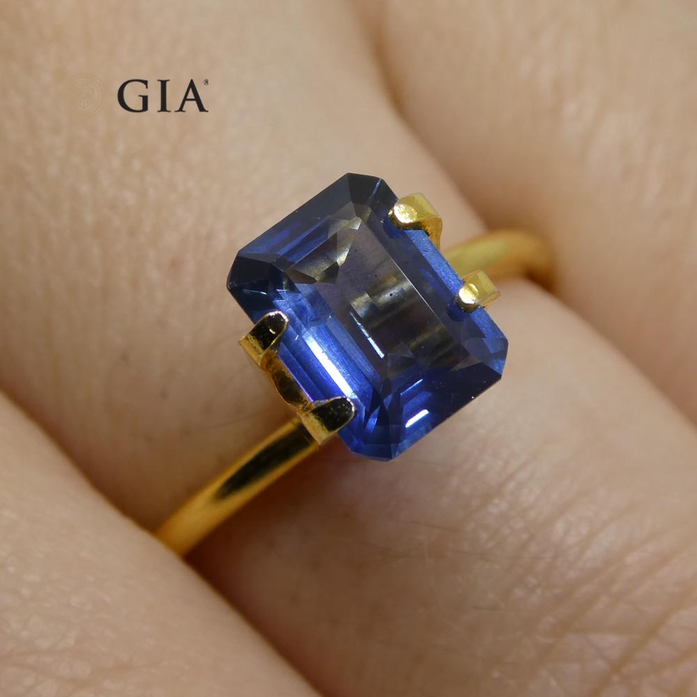 1.64 Carat Octagonal/Emerald Cut Blue Sapphire GIA Certified Thailand For Sale 10