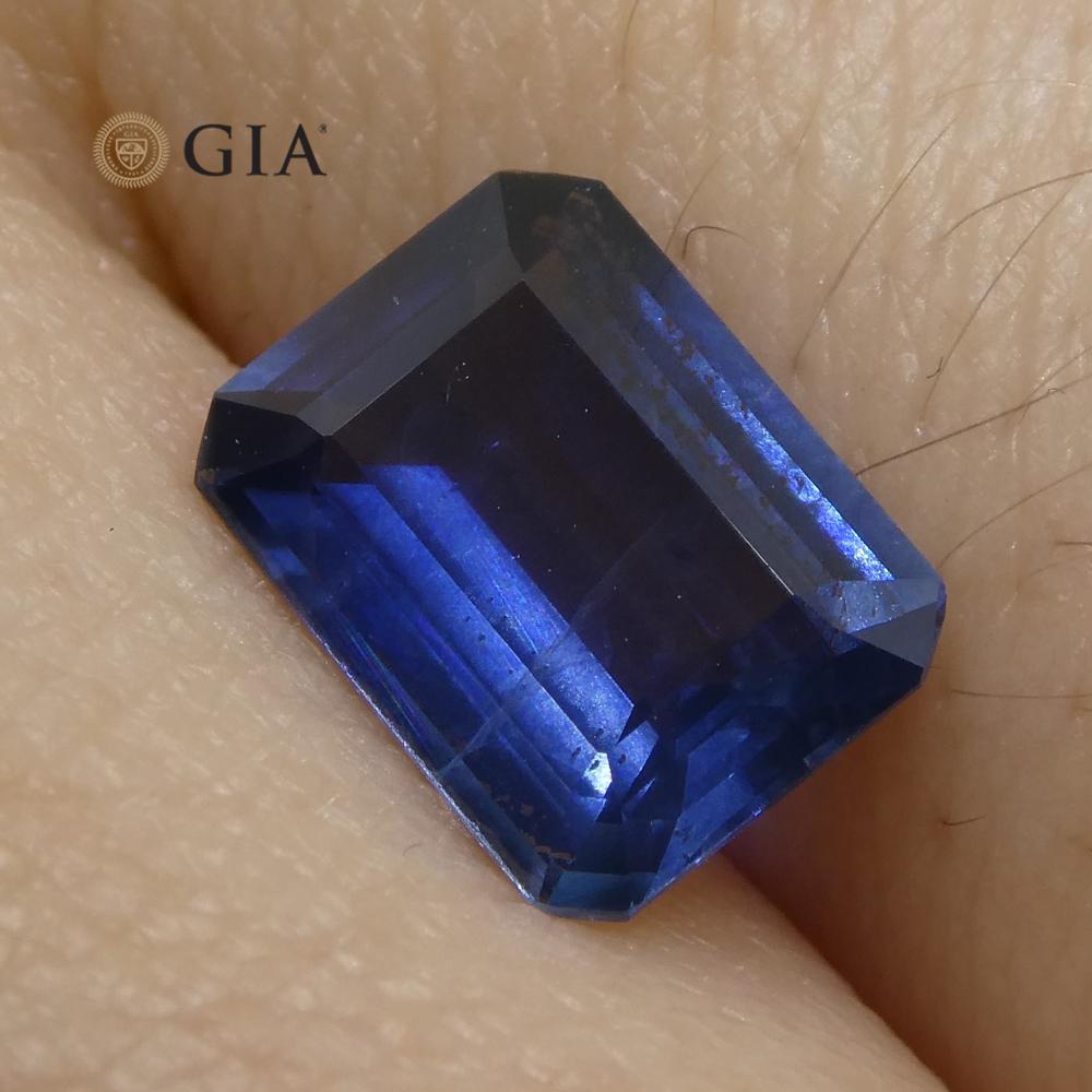1.64 Carat Octagonal/Emerald Cut Blue Sapphire GIA Certified Thailand For Sale 12