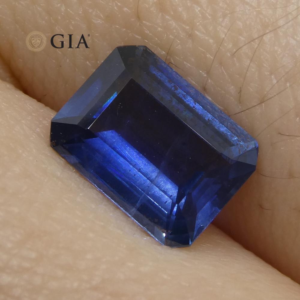 1.64 Carat Octagonal/Emerald Cut Blue Sapphire GIA Certified Thailand For Sale 13