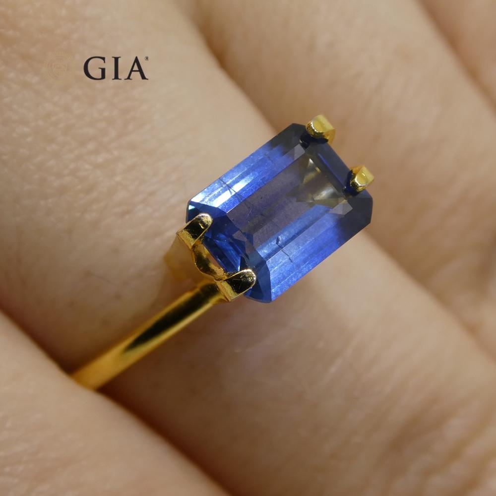 Octagon Cut 1.64 Carat Octagonal/Emerald Cut Blue Sapphire GIA Certified Thailand For Sale