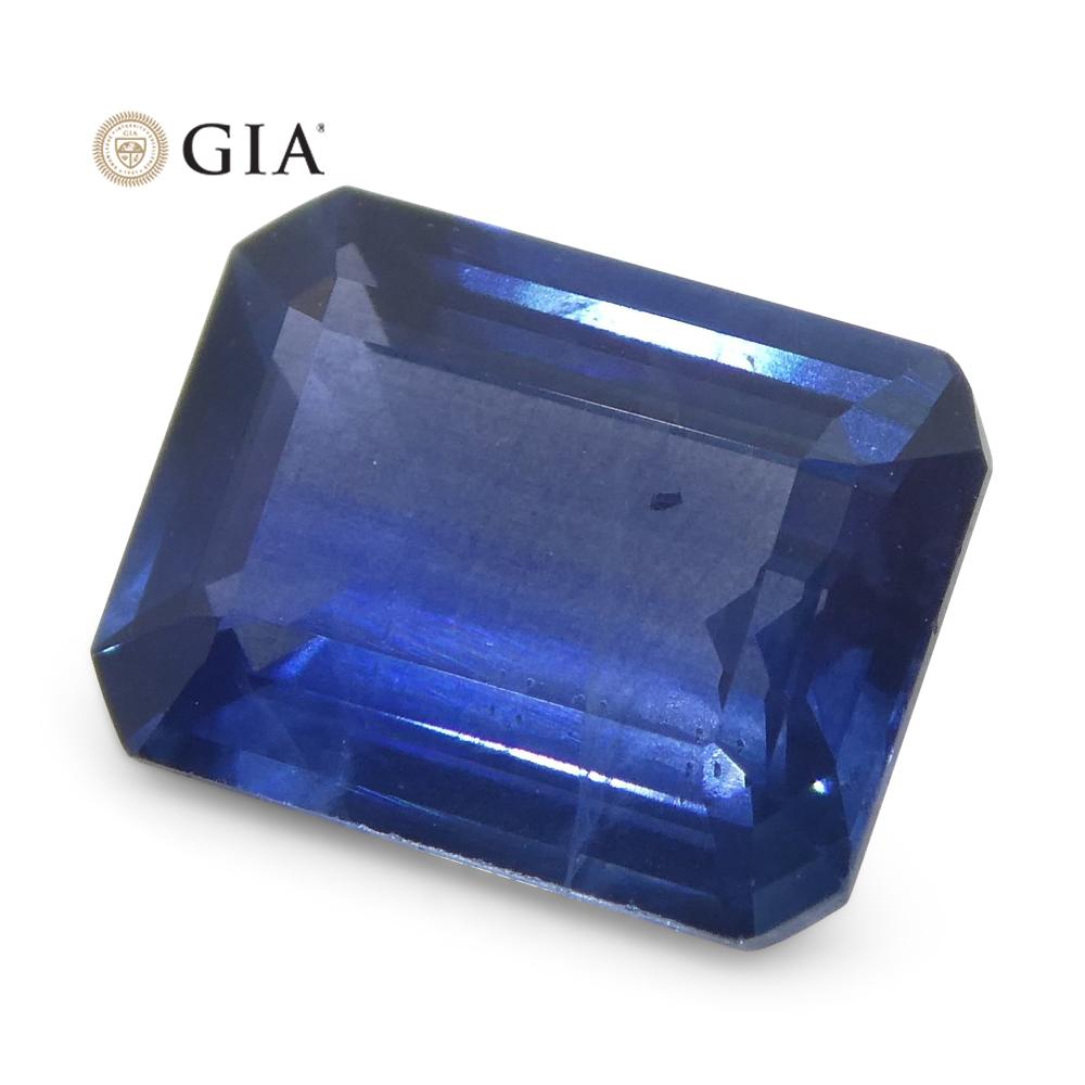 1.64 Carat Octagonal/Emerald Cut Blue Sapphire GIA Certified Thailand In New Condition For Sale In Toronto, Ontario