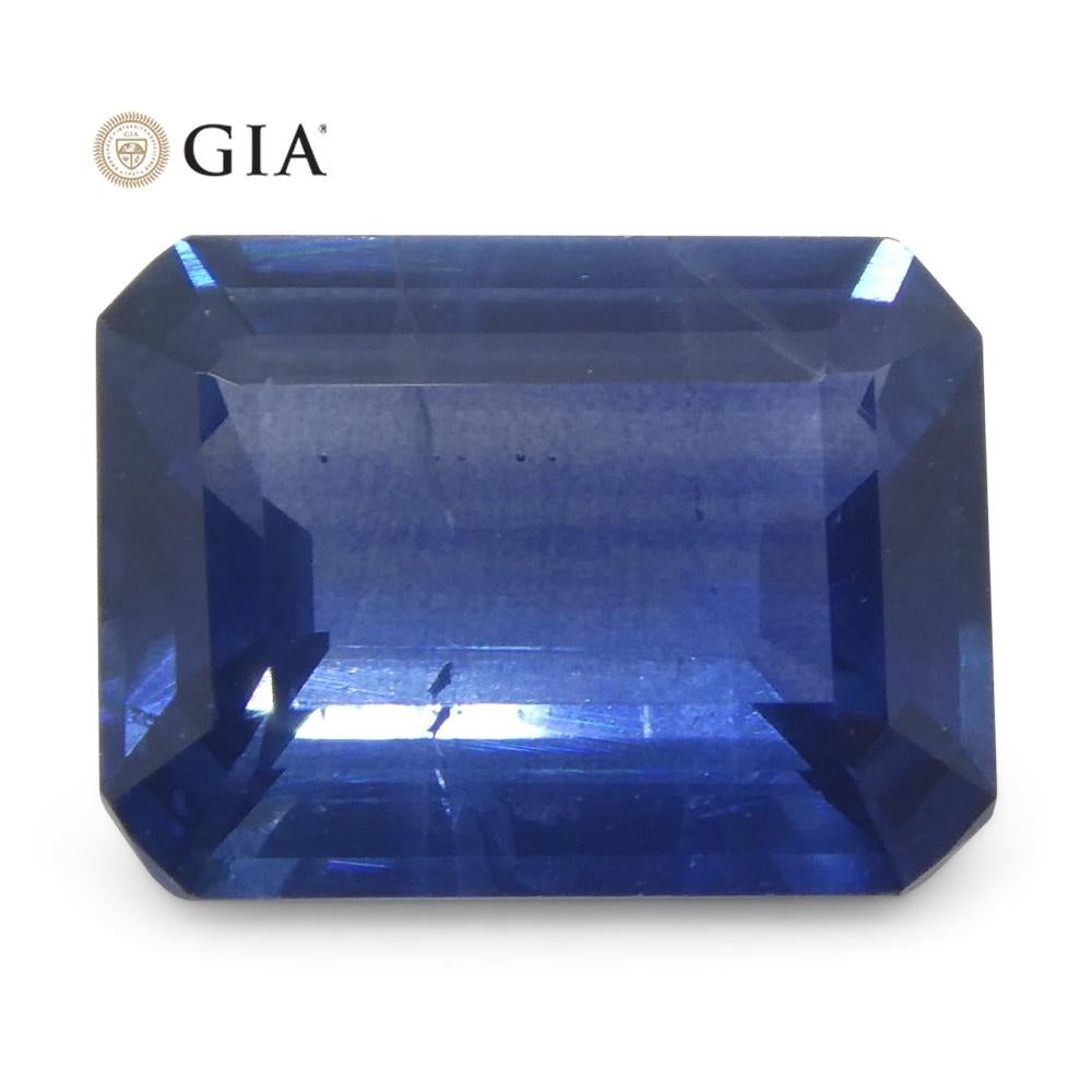 1.64 Carat Octagonal/Emerald Cut Blue Sapphire GIA Certified Thailand For Sale 1