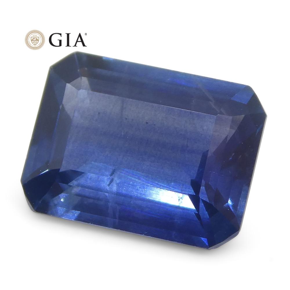 1.64 Carat Octagonal/Emerald Cut Blue Sapphire GIA Certified Thailand For Sale 2