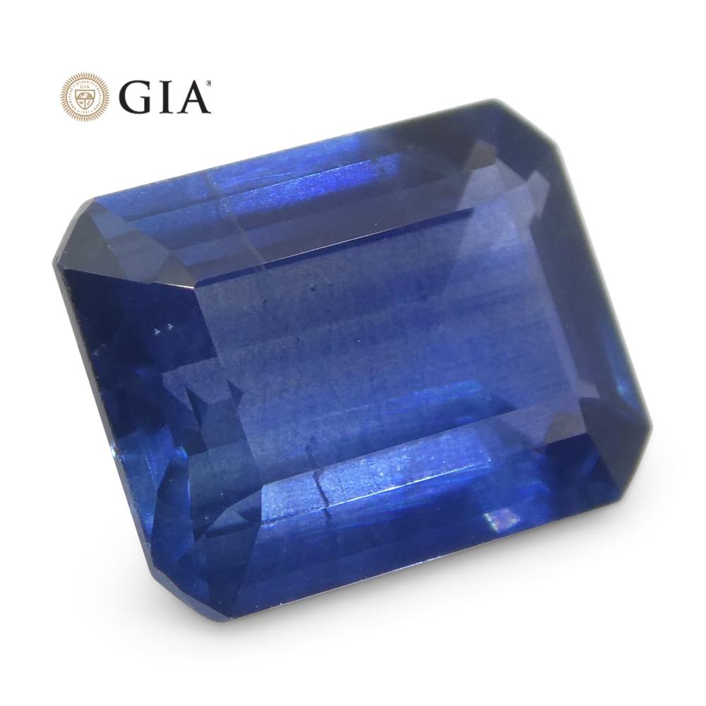 1.64 Carat Octagonal/Emerald Cut Blue Sapphire GIA Certified Thailand For Sale 3