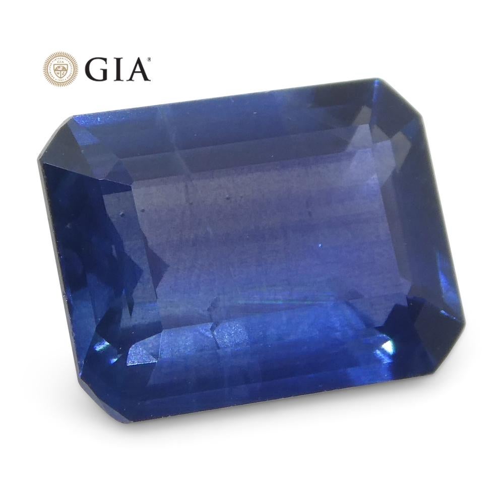 1.64 Carat Octagonal/Emerald Cut Blue Sapphire GIA Certified Thailand For Sale 4